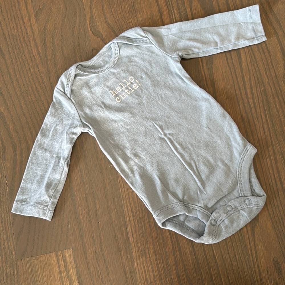 Carter’s 6-Pack Long Sleeve Baby Bodysuits Blue White 3M Cotton EUC - Picture 5 of 14